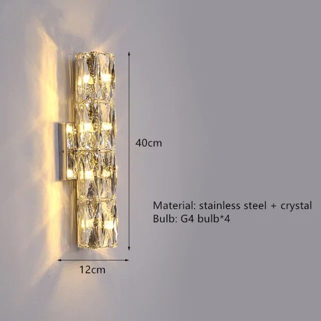 Afralia™ Modern Crystal Wall Sconce for Bedside Aisle TV Background Lighting