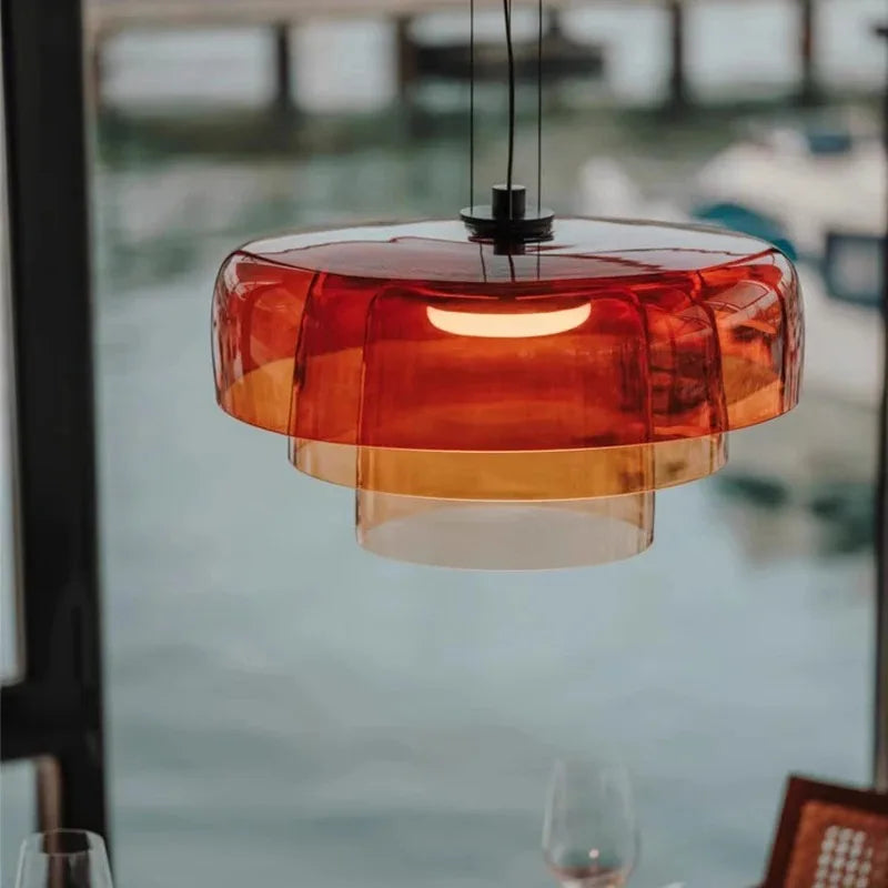 Afralia™ Levels Colorful Glass Pendant Light: Modern LED Chandelier for Dining Room, Bar, and Living Room