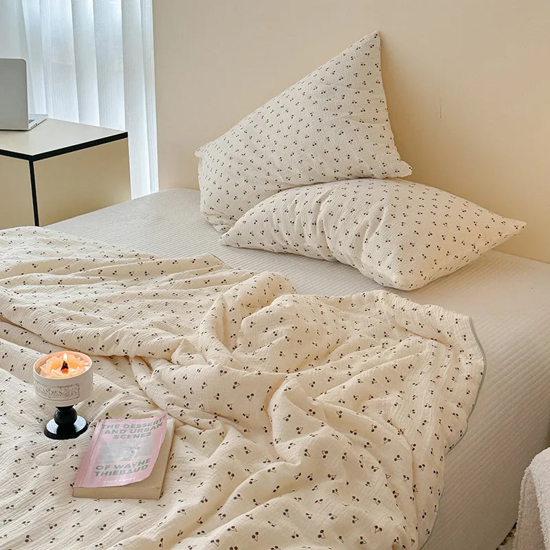 Afralia™ Colorful Polka Dot Floral Thin Quilt Set with Pillowcases