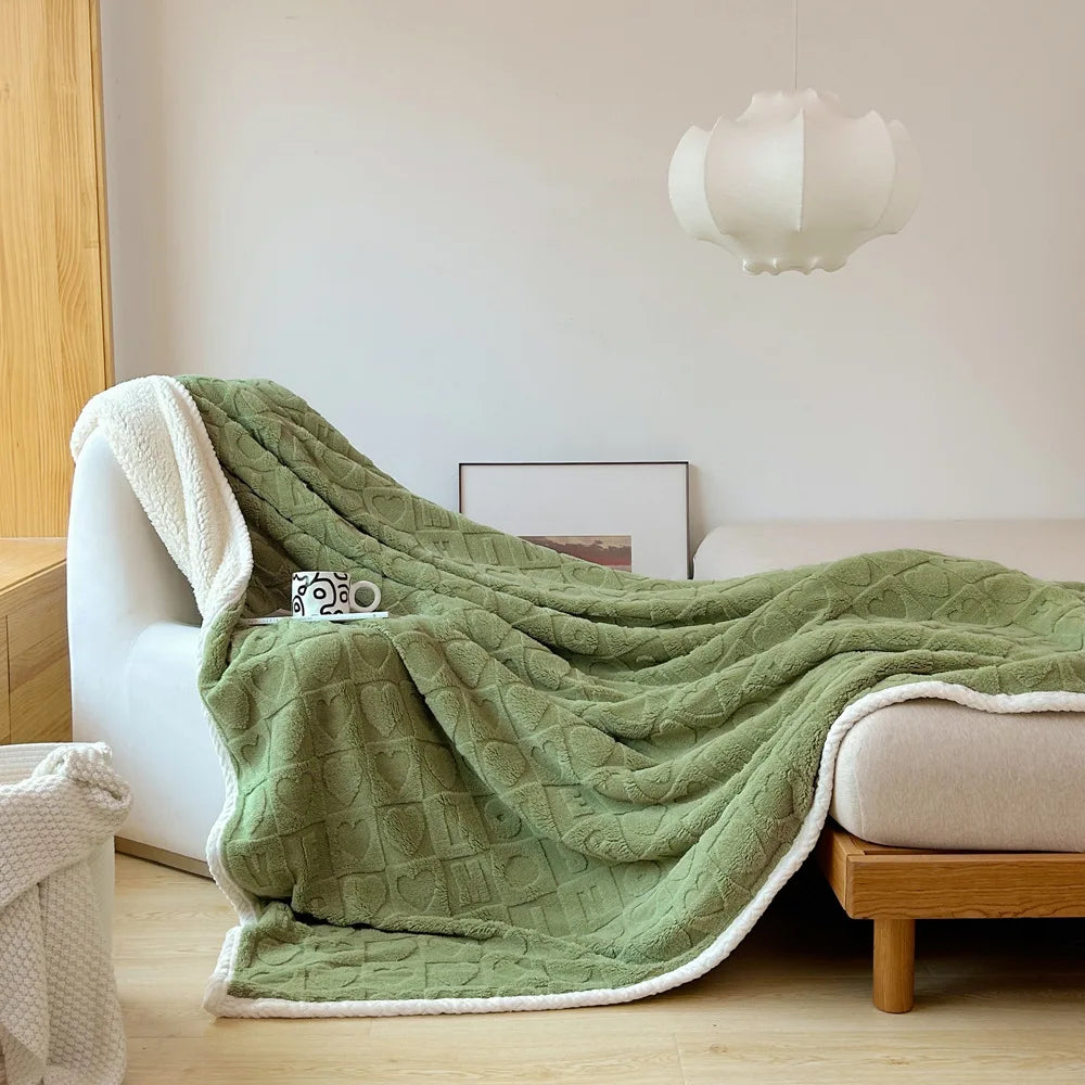 Afralia™ Plaid Jacquard Lamb Fleece Blanket: Soft & Cozy Single Size for All Seasons