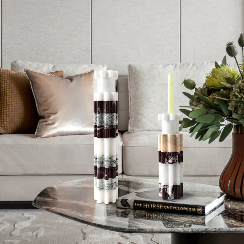 Afralia™ Marble Taper Candle Holders for Elegant Table Centerpiece or Home Decor