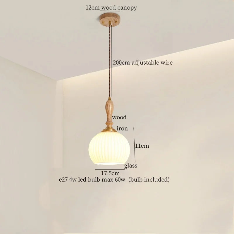 Afralia™ Vintage Resin LED Hang Lamp With Wood Handle - French Style Lighting