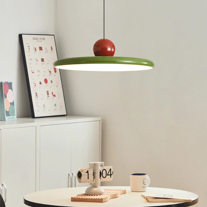 Afralia™ Nordic Red Flying Disk Chandelier: Retro LED Pendant Light for Kitchen & Restaurant