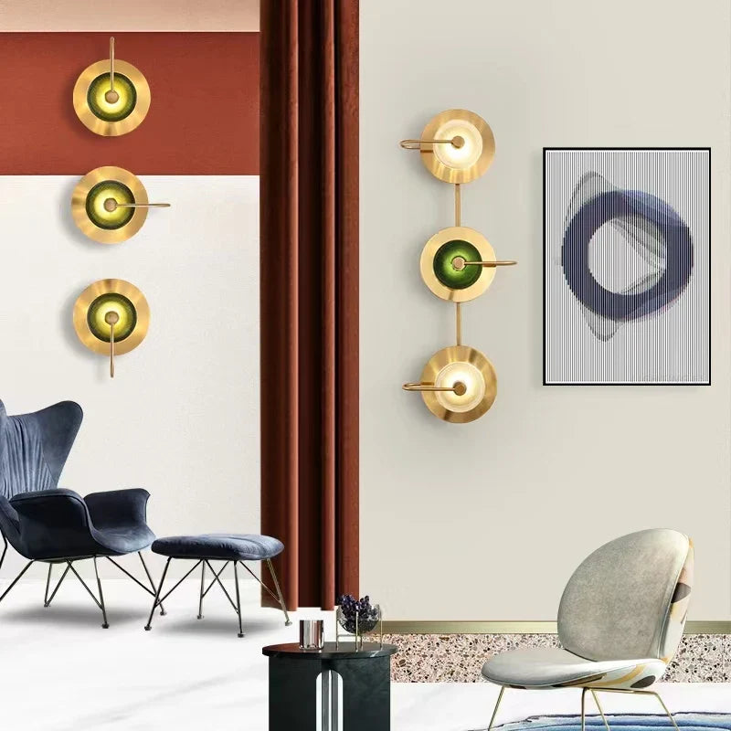 Afralia™ Nordic LED Glass Wall Lamp Living Bedroom Sconce - Golden Round Light Fixture
