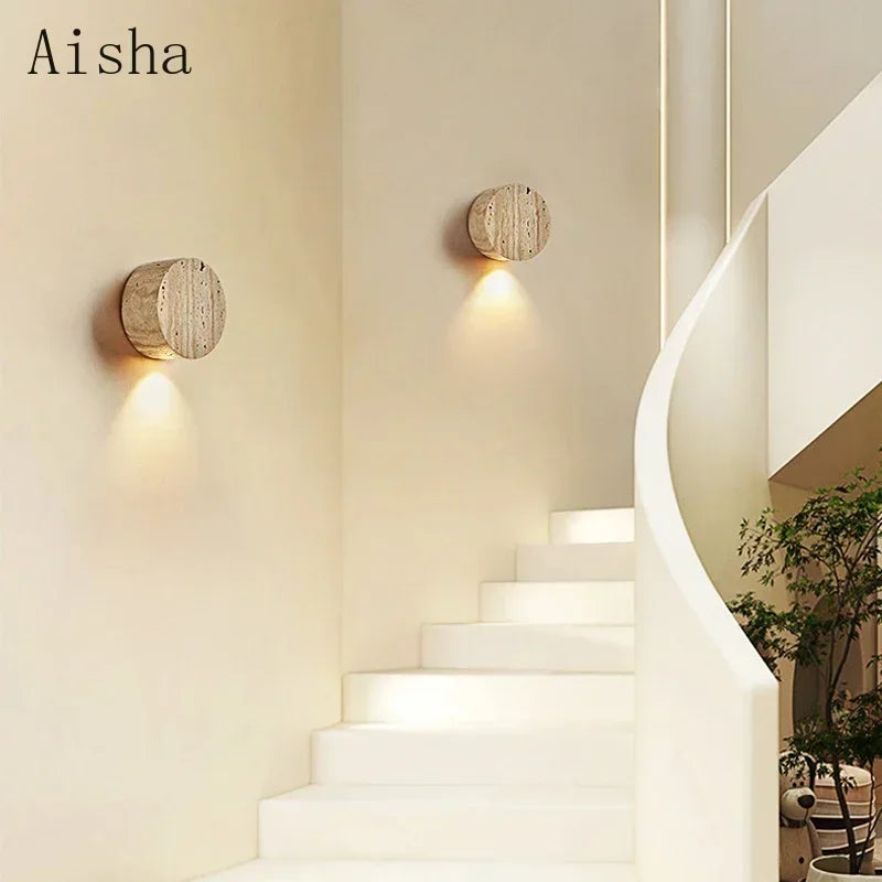 Afralia™ Yellow Stone Wall Lamp for Home Restaurant Lights