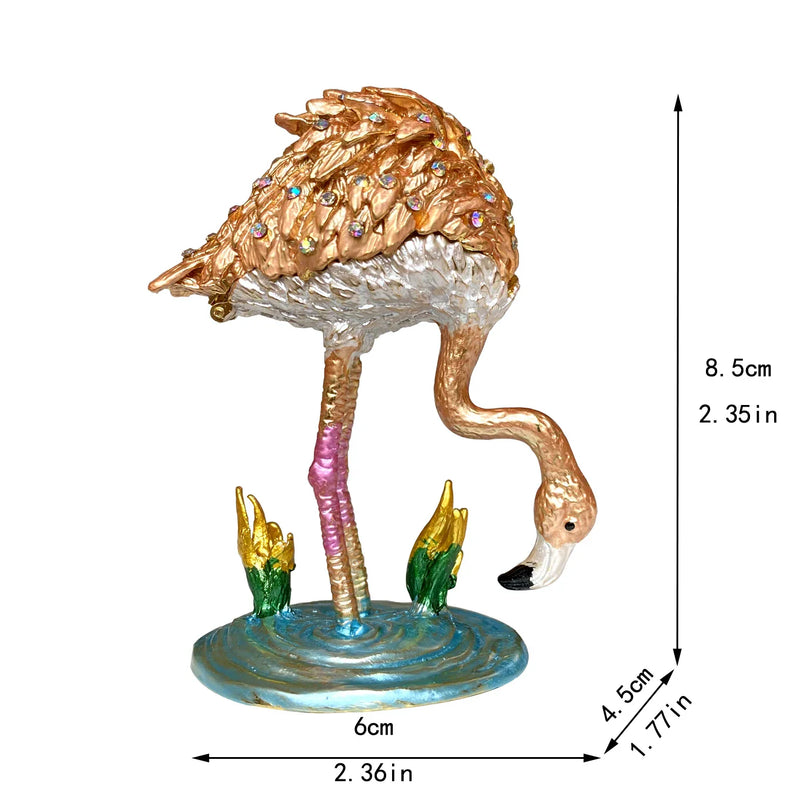 Afralia™ Flamingo Jewel Trinket Box: Hand-Painted Bird Figurine Ring Holder & Home Decor