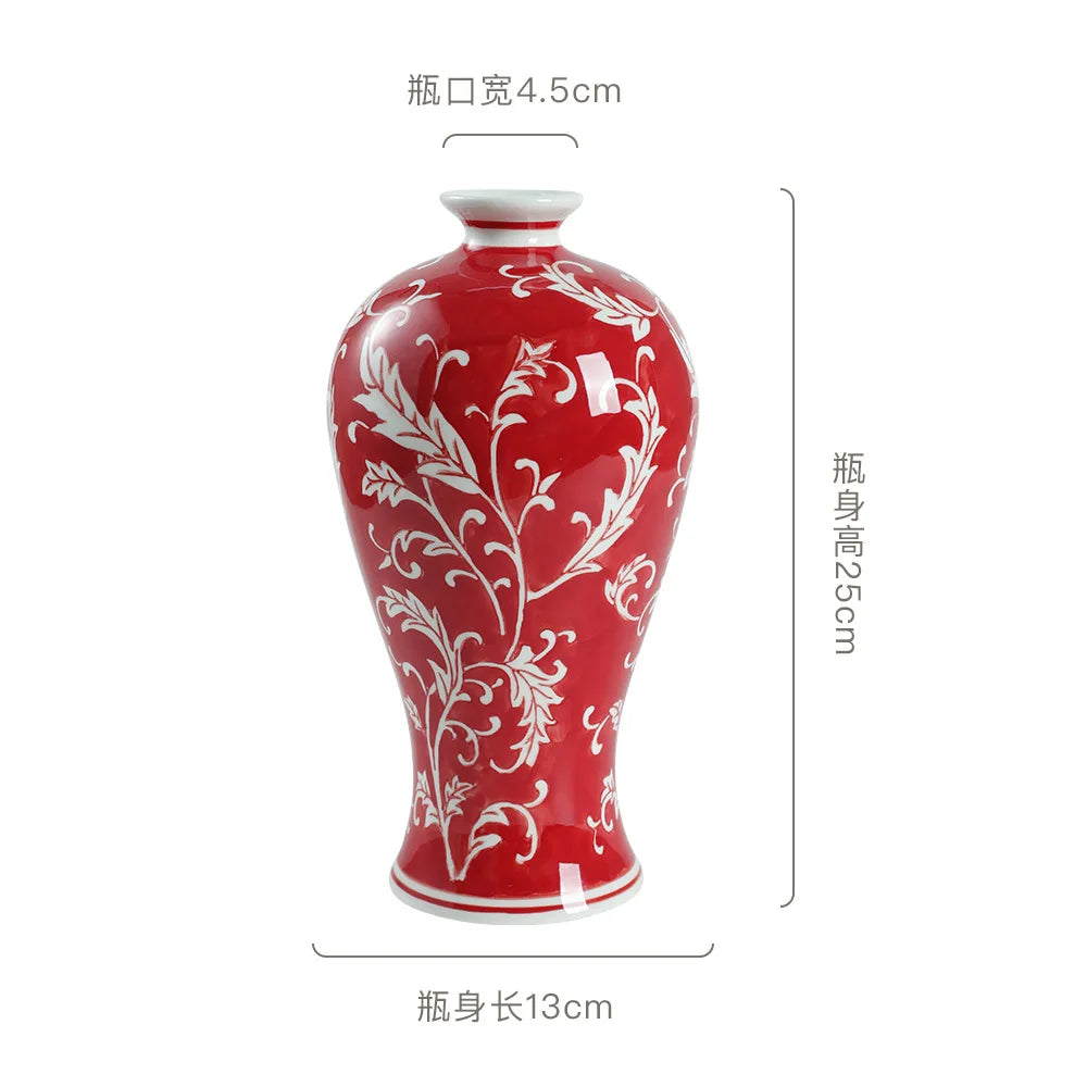 Afralia™ Blue White Porcelain Vase Chinese Retro Home Decor Flower Vase