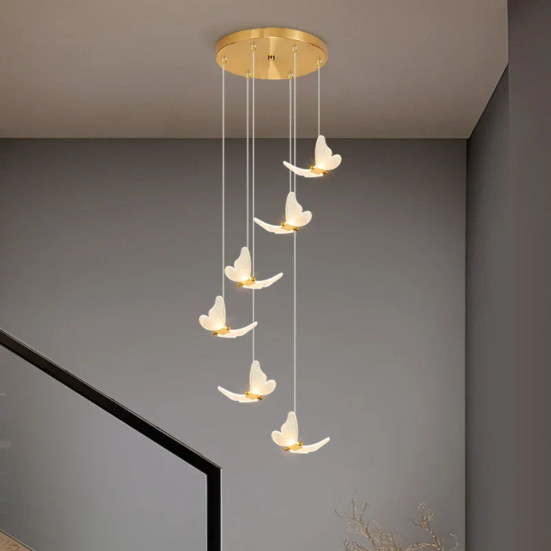 Afralia™ Golden Butterfly LED Chandelier: Modern Nordic Stylish Interior Lighting for Living Room, Bedroom & Kitchen.