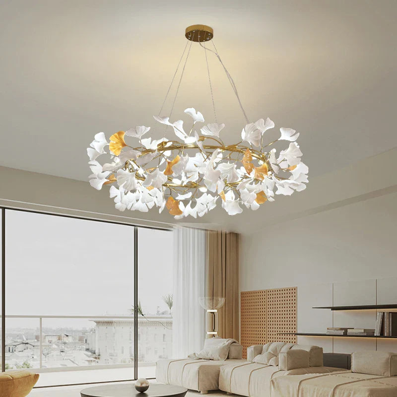 Afralia™ Nordic Ginkgo Leaf Chandelier - Modern Luxury Ceiling Light