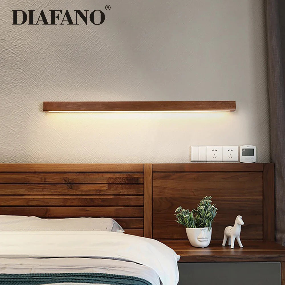 Afralia™ Wooden LED Tricolor Wall Lights for Living Bedroom Study Hotel
