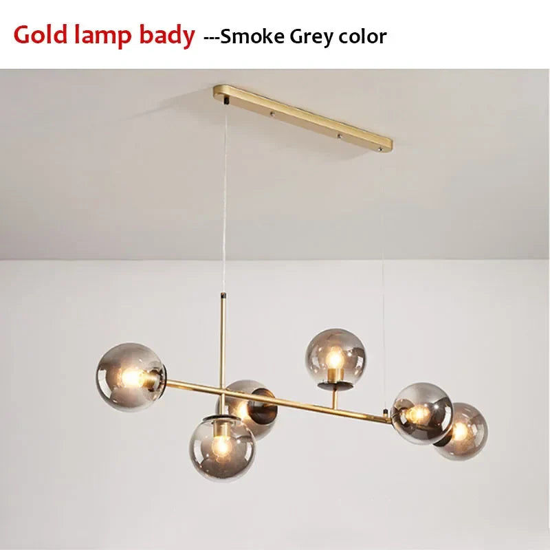 Afralia™ Glass Ball LED Pendant Light Modern Chandelier for Living Room Decor