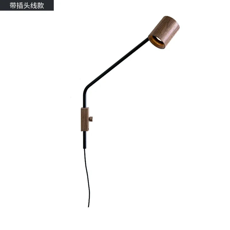 Afralia™ Black Walnut Swing Arm Wall Lamp with Switch | Minimalist Design for Home Decor