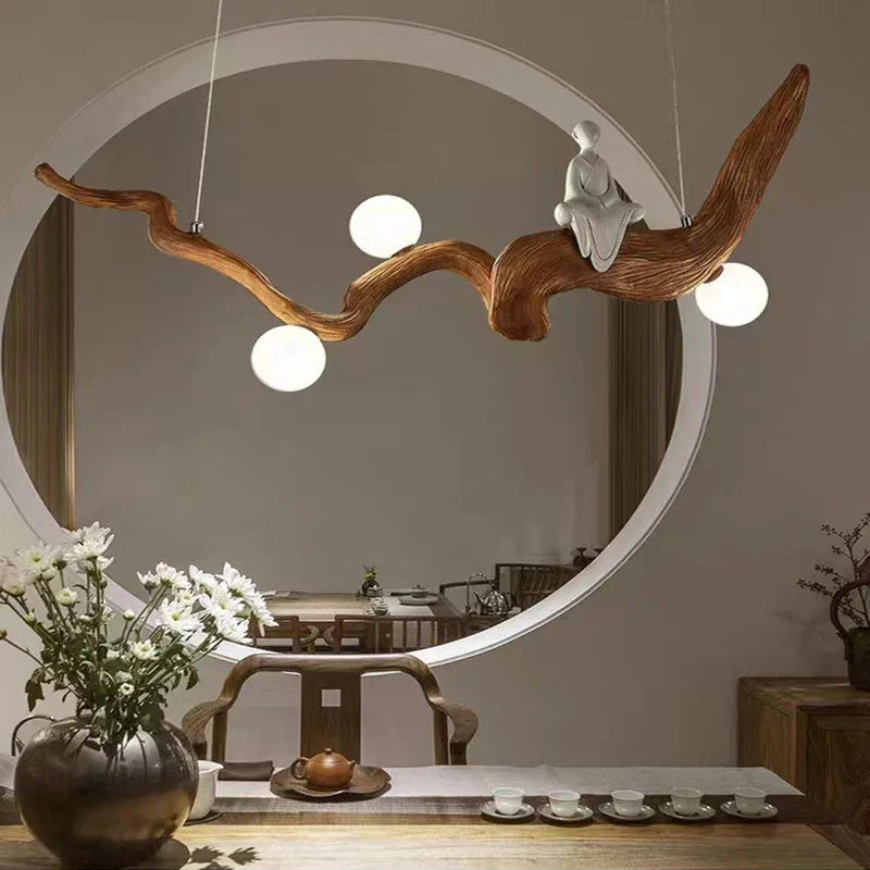 Afralia™ Zen Resin Branches Pendant Lights Tea House LED Hanging Lamp Fixtures