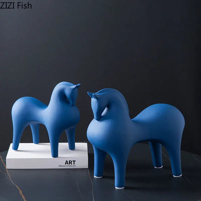 Afralia™ Abstract Ceramic Horse Sculpture Decorative Figurine