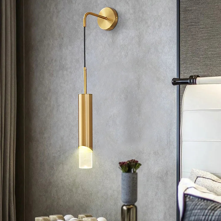 Afralia™ Nordic Golden LED Wall Sconce for Luxury Bedroom & Aisle Decor