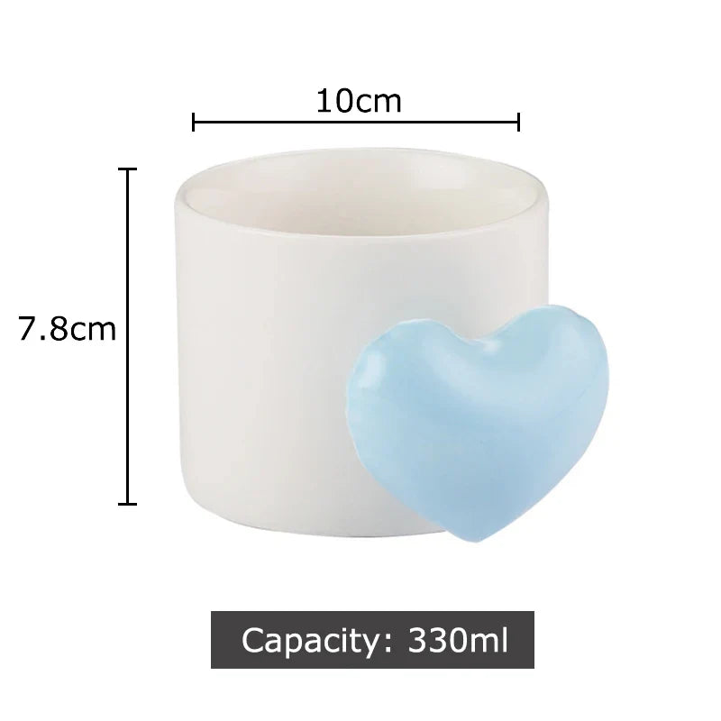 Afralia™ Love Heart Ceramic Mugs 330ml Dining Coffee Tea Cup Juice Container