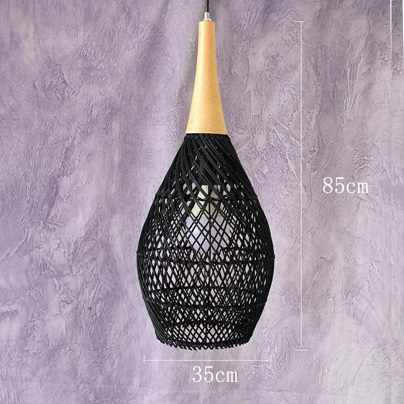 Afralia™ Vintage Rattan Pendant Lamps: Japanese Wabi Sabi Style for Kitchen, Dining Room