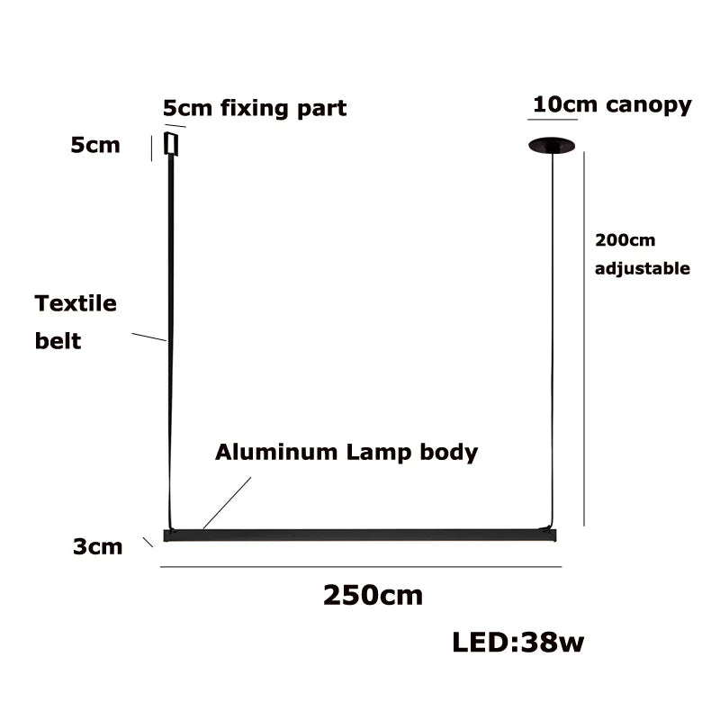 Afralia™ Modern Orange Gray Pendant Lighting for Dining Room, Adjustable Aluminum Belt Textile Fixture