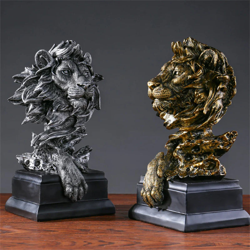 Afralia™ Vintage Lion Head Resin Crafts for Home & Office Decoration