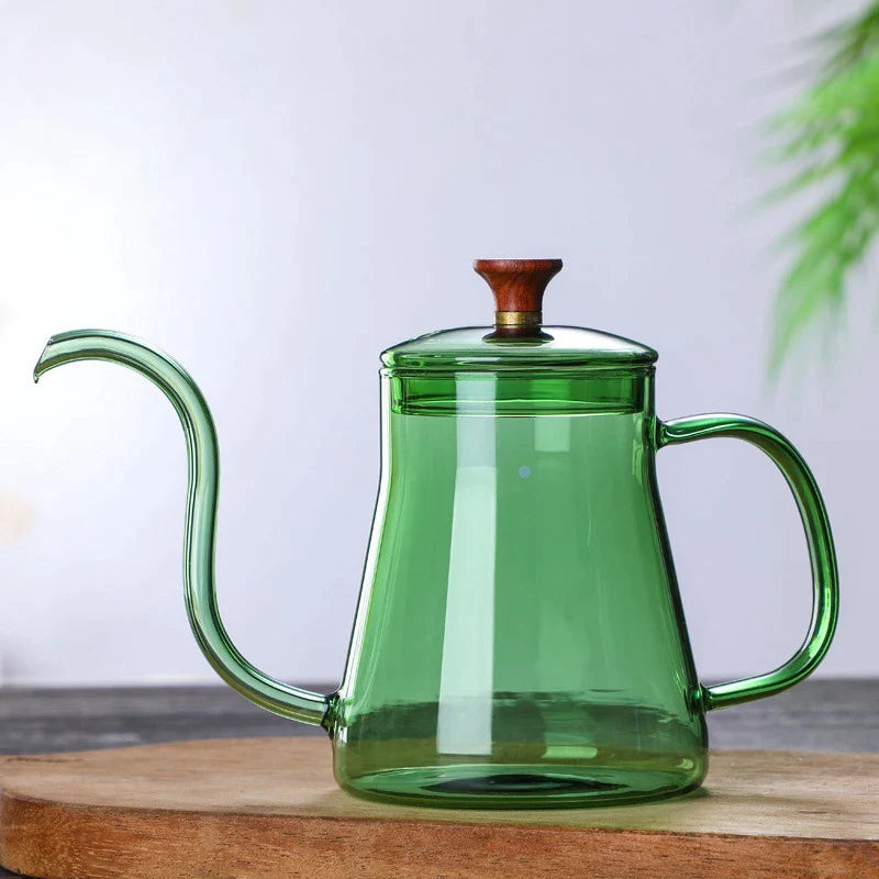 Afralia™ Pour Over Coffee Set Gooseneck Kettle Barista Tools Teaware Glass Teapot Pots