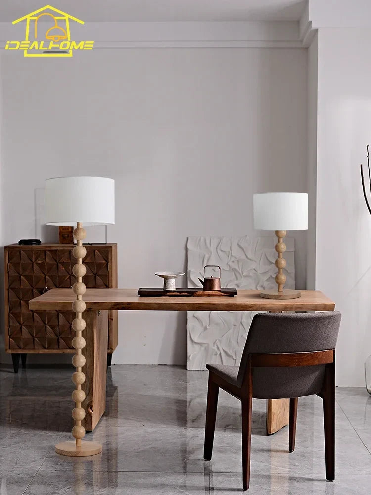 Afralia™ Solid Wood LED Floor Lamp for Home Decor and Lighting, Medieval Style
