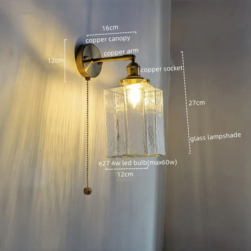 Afralia™ Glass Copper LED Wall Lamp Modern Corridor Bedside Light