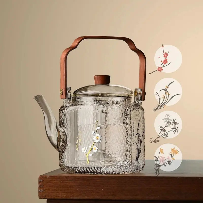 Afralia™ 1000ml Glass Teapot for Home & Restaurant Brewing