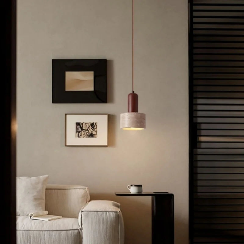 Afralia™ Yellow Travertine LED Pendant Lighting for Living Room Decor