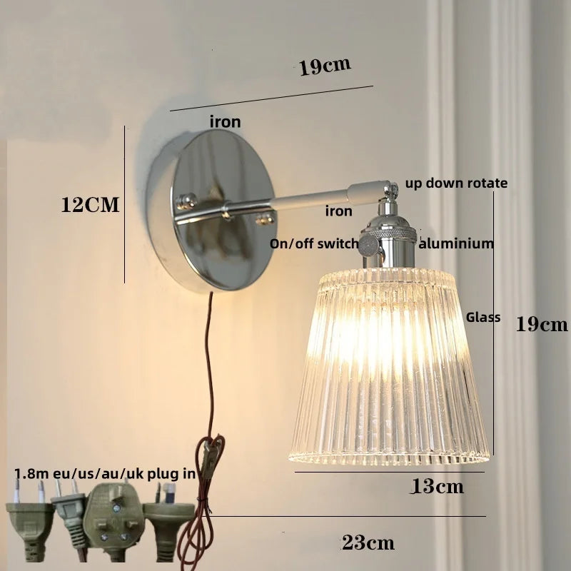 Afralia™ Clear Glass LED Wall Lamp, Up Down Rotate, Dining Aisle Bar Light