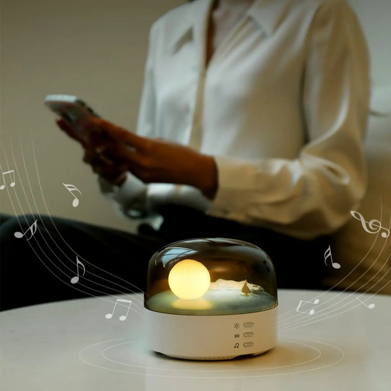 Afralia™ Moon LED Speaker Bluetooth Night Light - Rechargeable Dimming Table Lamp