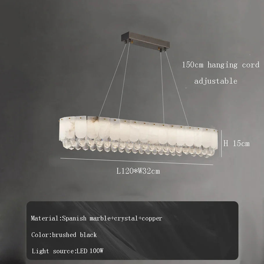 Afralia™ Crystal Marble Ceiling Chandelier LED Hanging Lamps for Dining Room