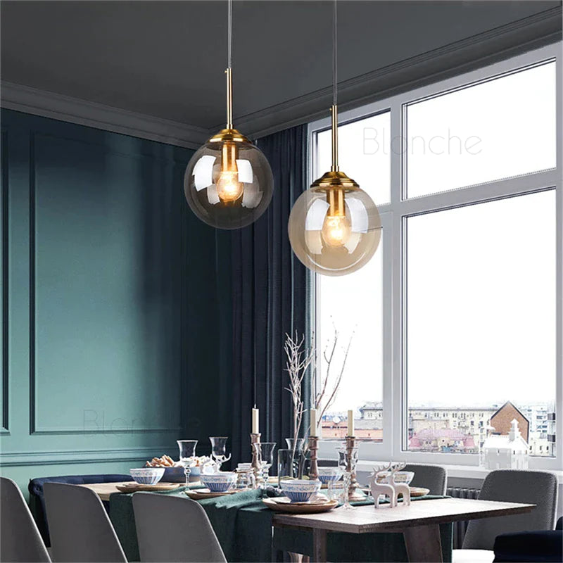 Afralia™ Glass Ball Pendant Lights - 15cm Modern Gold Hanging Lamps for Home Decor