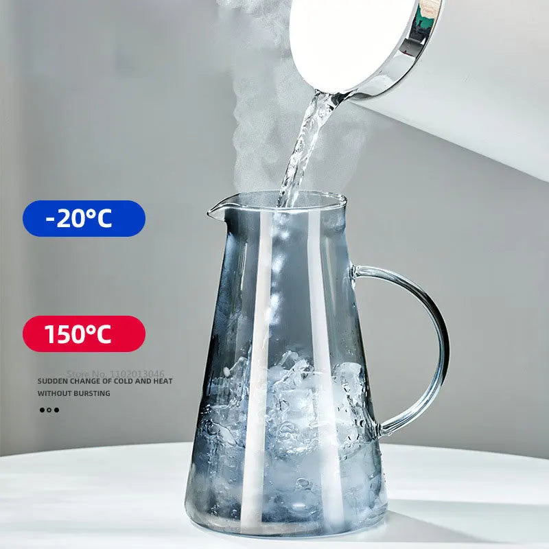 Afralia™ Gray Glass Water Pitcher Cold Hot Kettle Juice Jug 1900ml