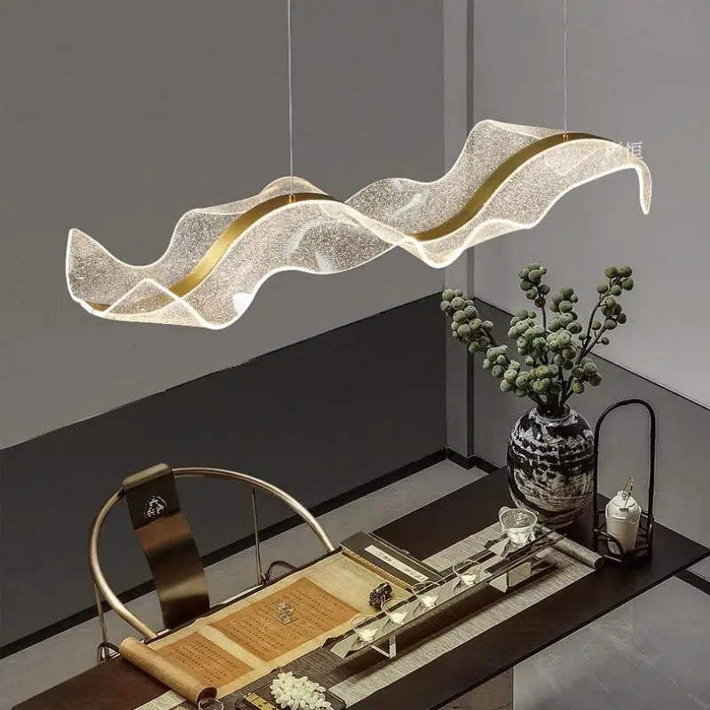 Afralia™ Acrylic Ribbon LED Pendant Chandelier - Designer Dining Room Hanging Lamp