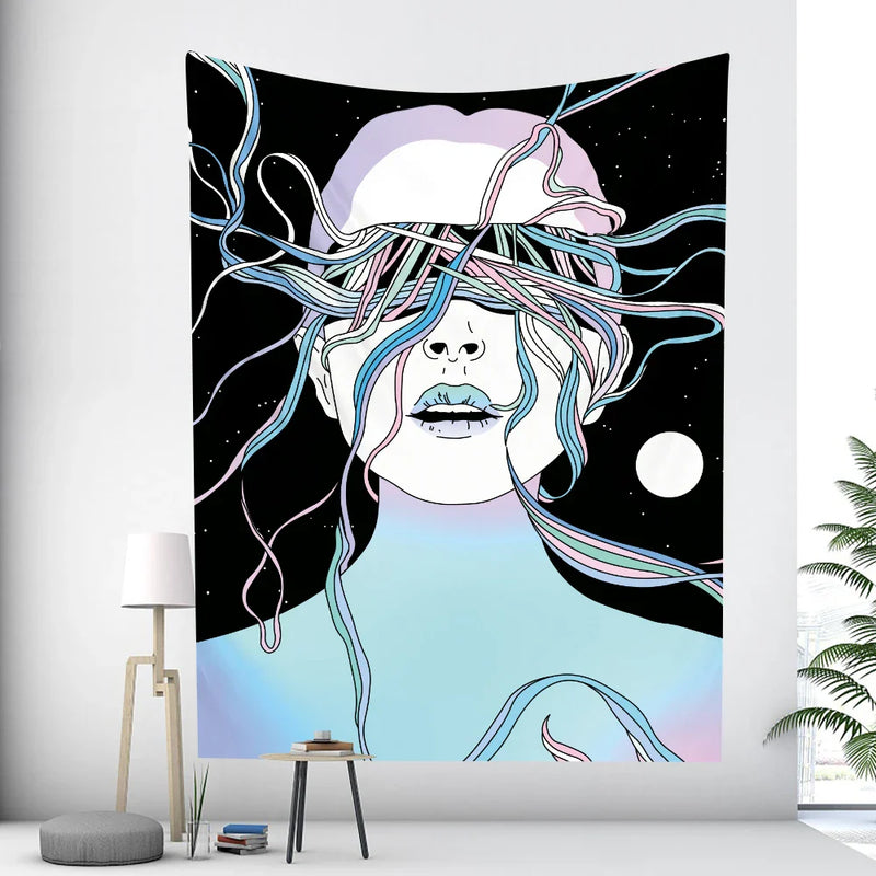 Hand-Painted Mouth Tarot Tapestry for Boho Room Decor by Afralia™