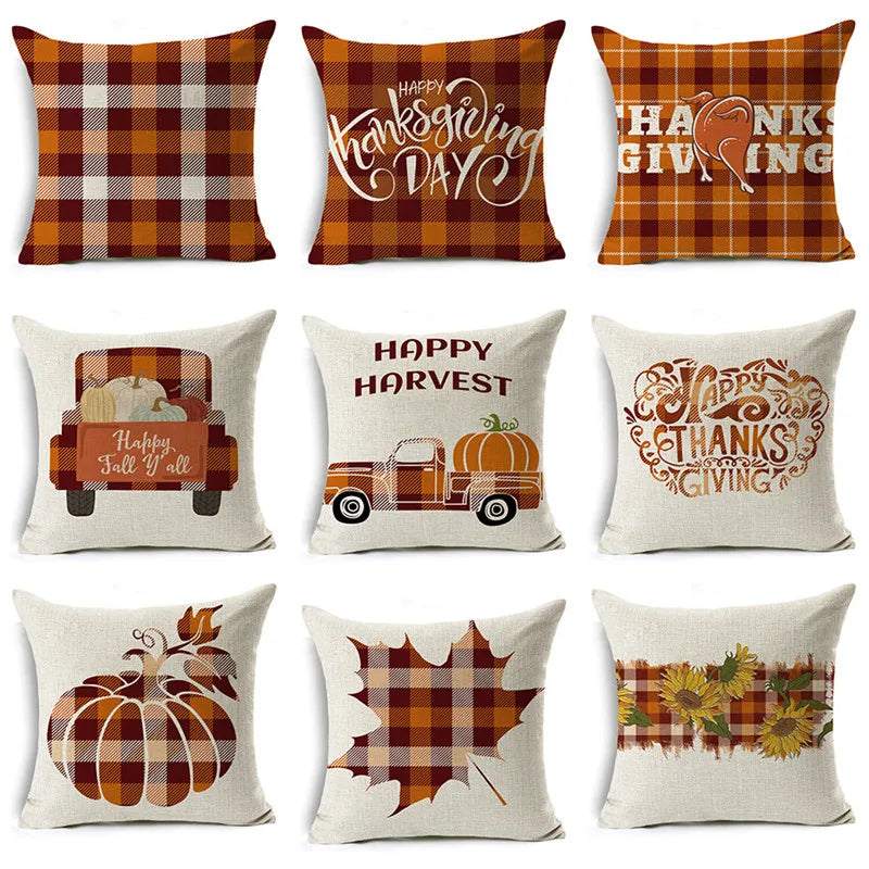 Afralia™ Pumpkin Cushion Cover 18x18 Inches Modern Linen Pillowcase for Sofa