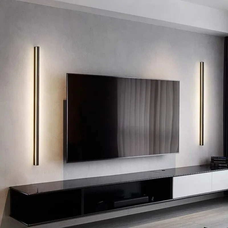 Afralia™ Minimalist Line Wall Lamp for Bedroom Headboard Hallway Creative Strip Light