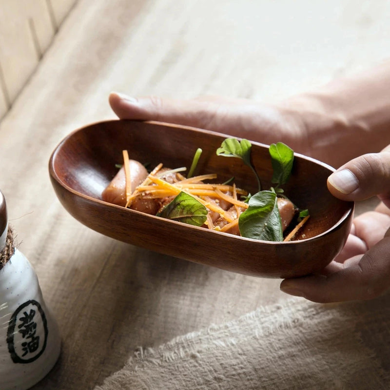 Afralia™ Japanese Style Solid Wood Dried Fruit Dish - Exquisite Tableware