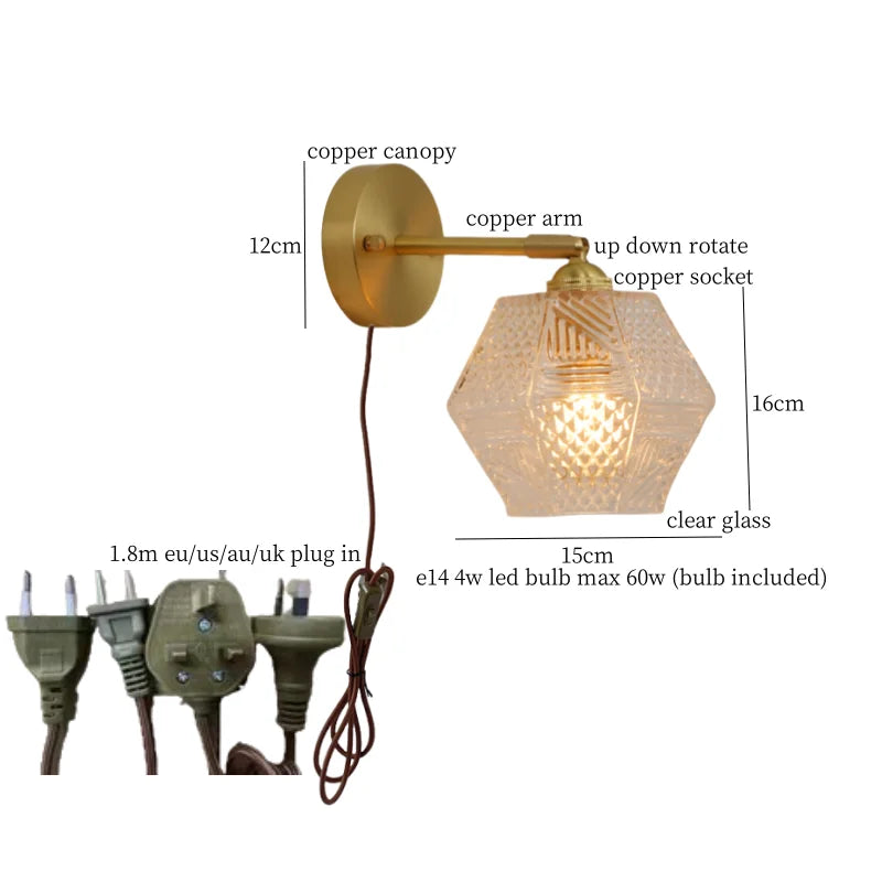 Afralia™ Bell Glass LED Wall Lamp for Living Room, Bathroom, Stair Light - Japanese Vintage Style