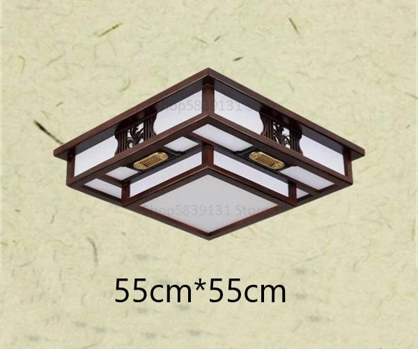 Afralia™ Antique Style Solid Wood Led Ceiling Light for Living Room Bedroom & Study