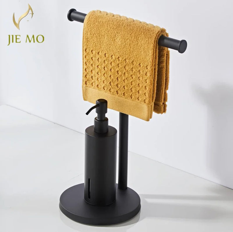 Afralia™ Standing Towel Rack with 400ML Soap Dispenser for Household and Hotel Engineering