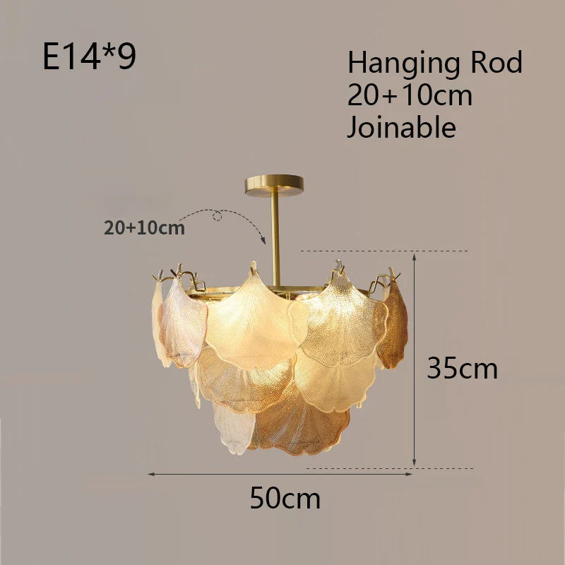 Afralia™ Glass Shell Ceiling Pendant Light Luxury Bedroom Decor Hanglamp