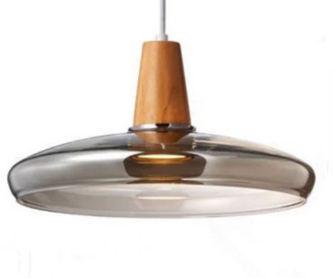 Afralia™ Glass Lampshade Pendant Light, Wooden Hanging Suspension, Retro American Design