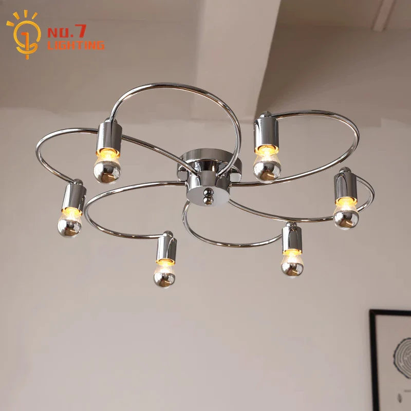 Afralia™ Chrome LED Ceiling Lamp for Living Room Bedroom Study Balcony