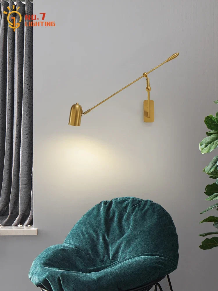 Afralia™ Nordic Industrial Metal Rocker Arm Wall Lamp for Living Room Bedroom