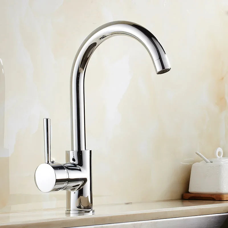 Afralia™ Brass Kitchen Faucet 360 Rotate Swivel Sink Mixer - Black, Single Hole