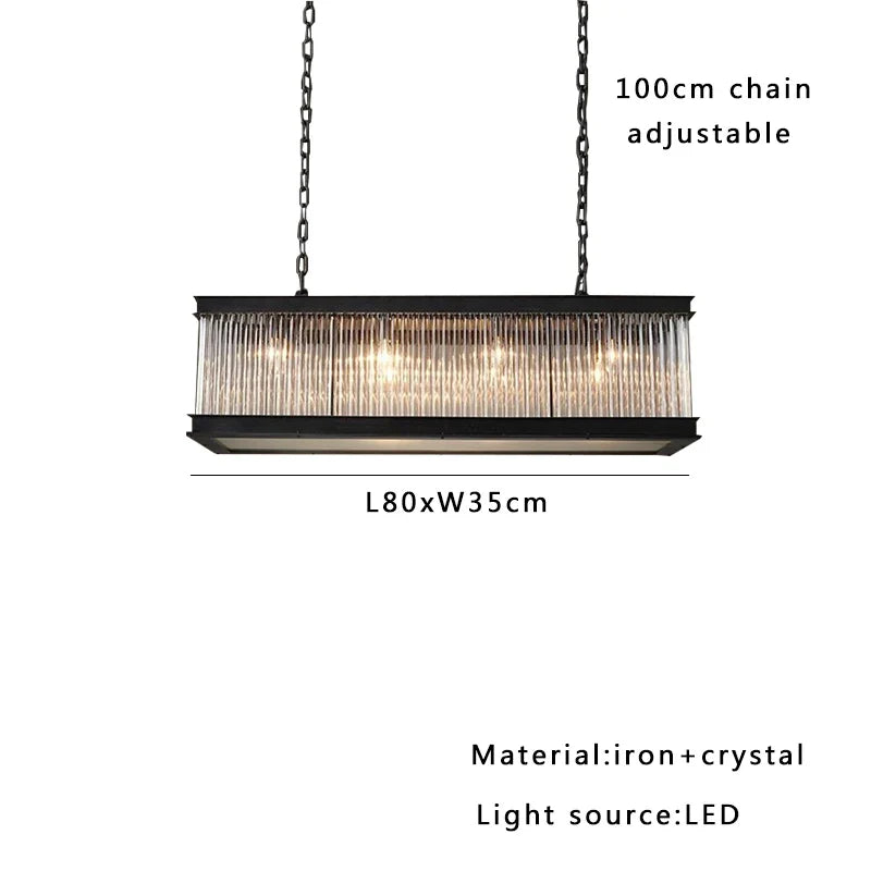 Afralia™ Kristal Glass Rectangle Pendant Lights - Nordic Classic Dining Table Luminaire
