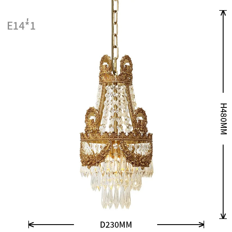 Afralia™ Royal Crown Crystal Drop Pendant Chandelier