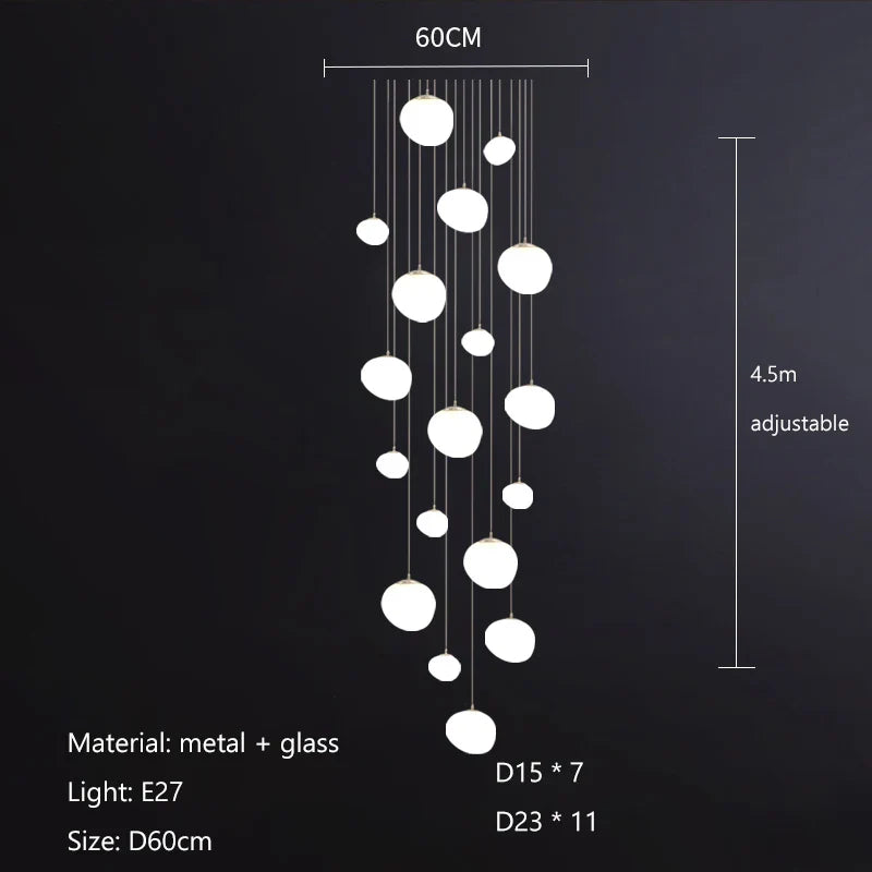 Afralia™ Nordic Glass Lampshade LED Ceiling Chandelier for Home Decoration