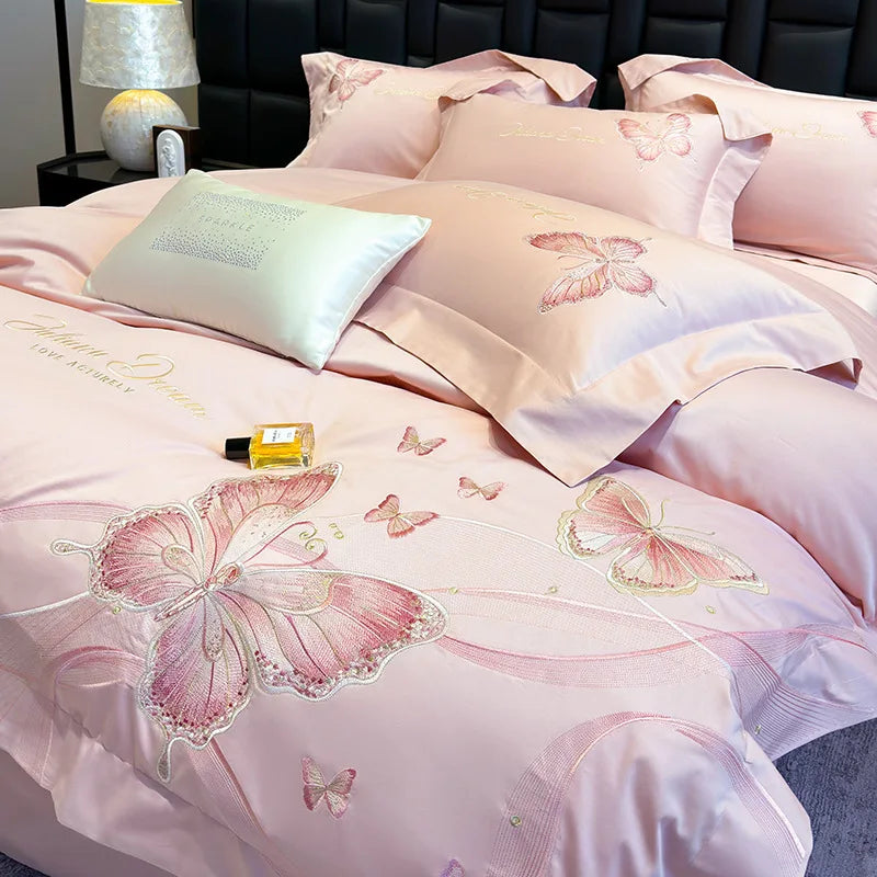 Afralia™ Luxury Cotton Twill Embroidery Duvet Cover Set for Seasons